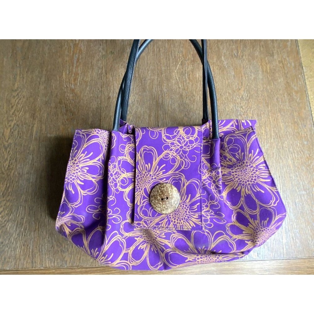 For Freedom Sak Saum Women’s Boho Tote Bag Floral Purple Large Handbag Euc